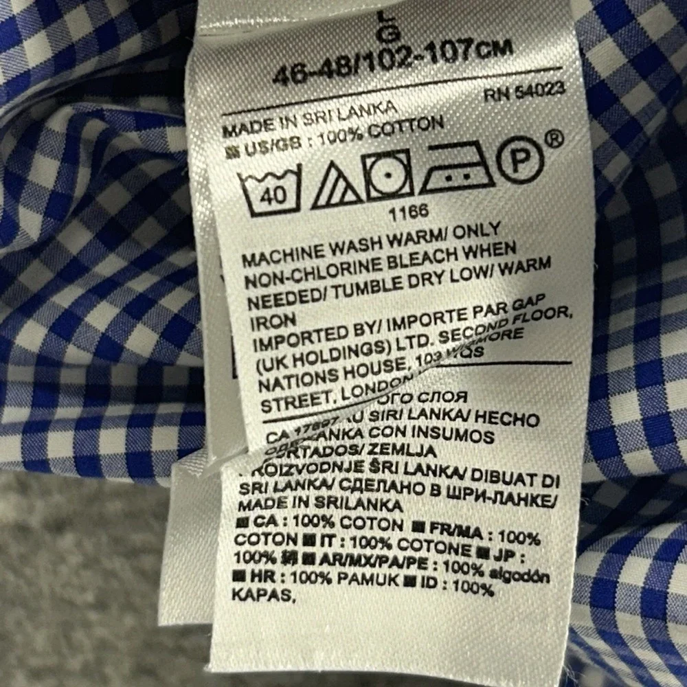 Banana Republc Shirt Men Large Grant Fit Long Sleeve Supima Cotton Check‎ Blue